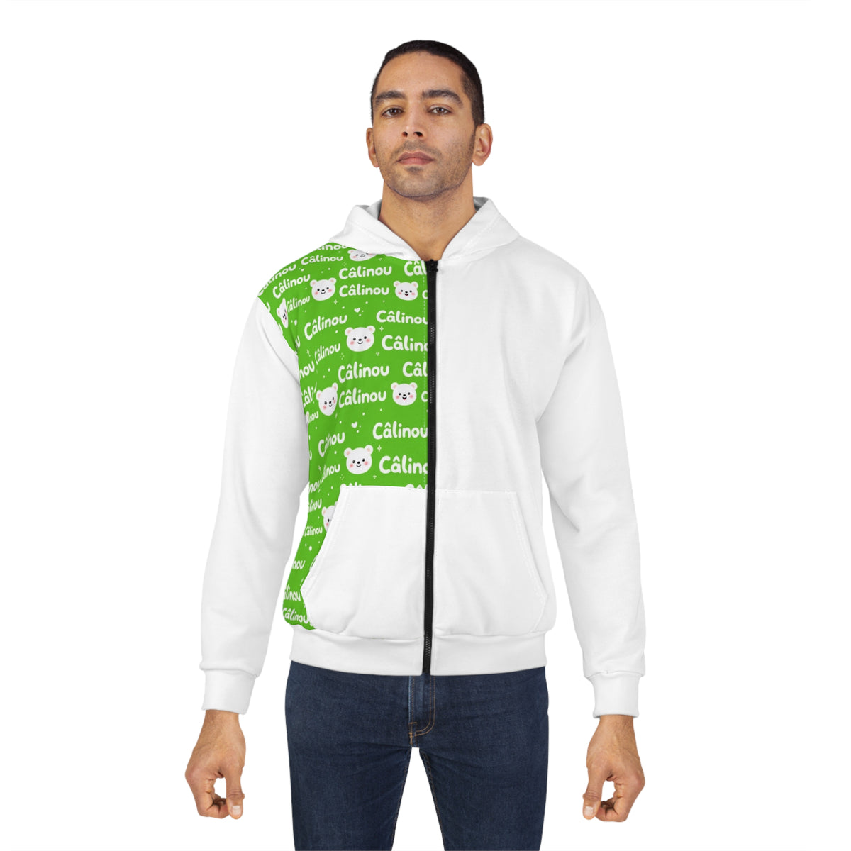 Chandail à capuche zippé Câlinou – Motif oursons